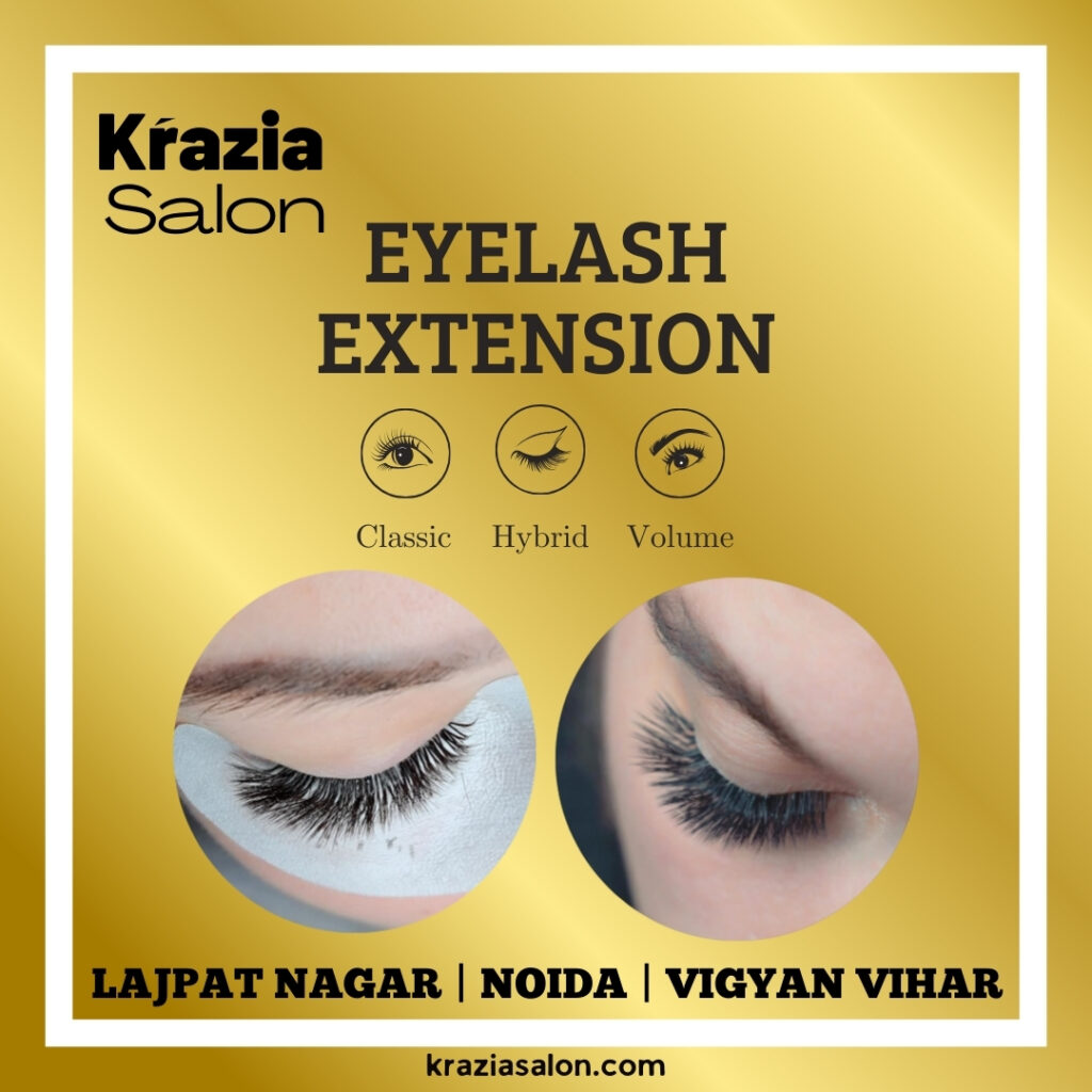 Best eyelash extension in Lajpat Nagar by Krazia Salon. +91 8851788615